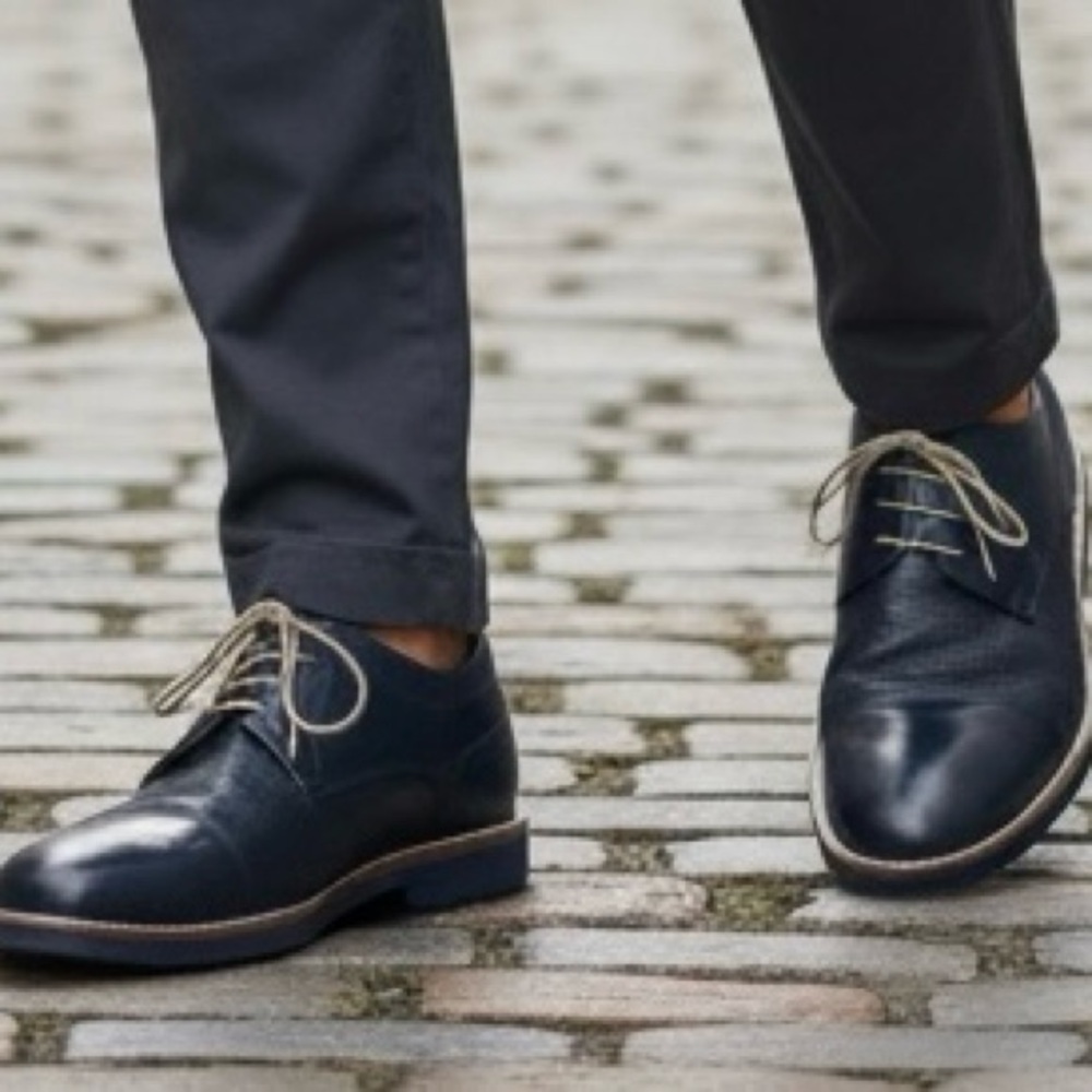Riflessi Urbani Made in Italy 🇮🇹 Men's Navy Leather Textured Cap Toe Derby 43